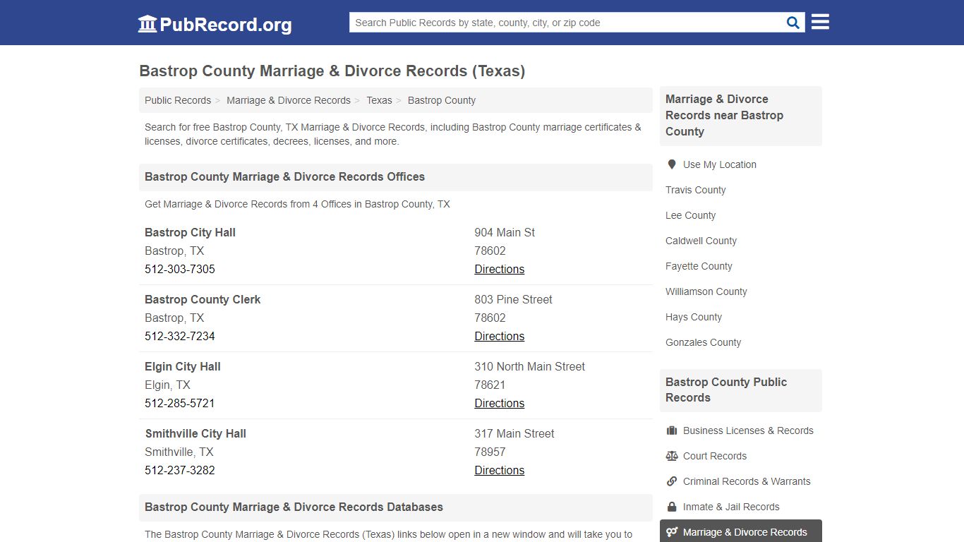 Bastrop County Marriage & Divorce Records (Texas)